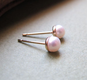 Wedding Jewelry - Pearl Stud Earrings in 14K Gold Filled