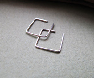 Square Hoops - Sterling Silver Square Earrings