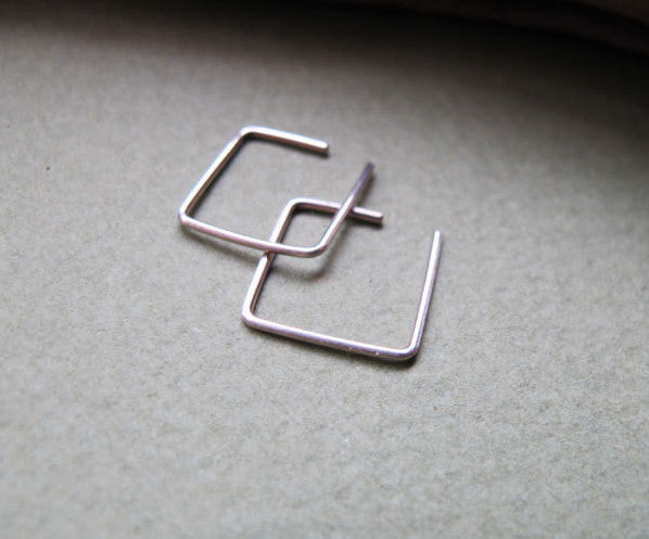 Square Hoops - Sterling Silver Square Earrings