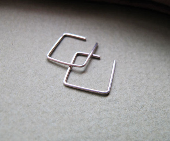 Square silver earrings