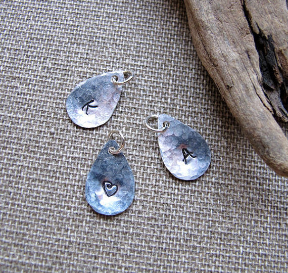 Sterling Silver Teardrop Initial Charm