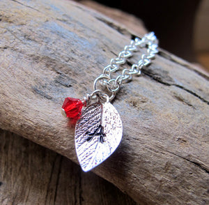 Silver Custom Leaf with Crystal Add on