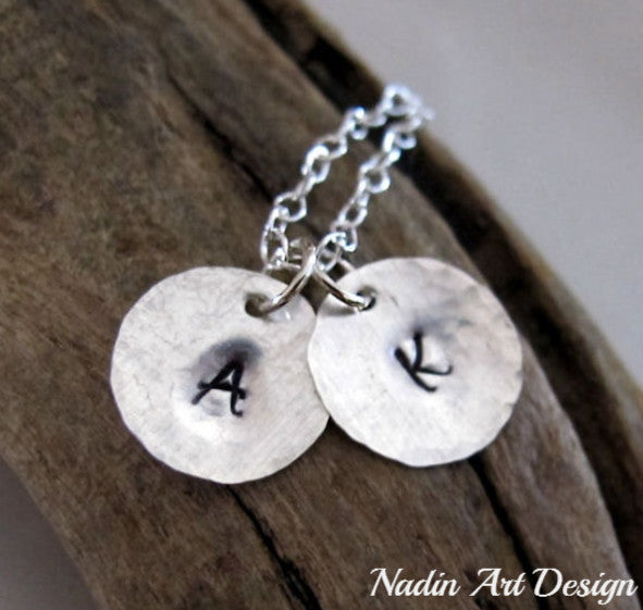 Initial tags silver necklace