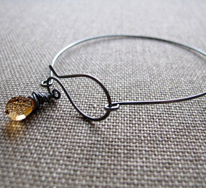 Black Bracelet with Crystal Charm