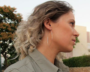Sterling Silver Marquise Hoop Earrings