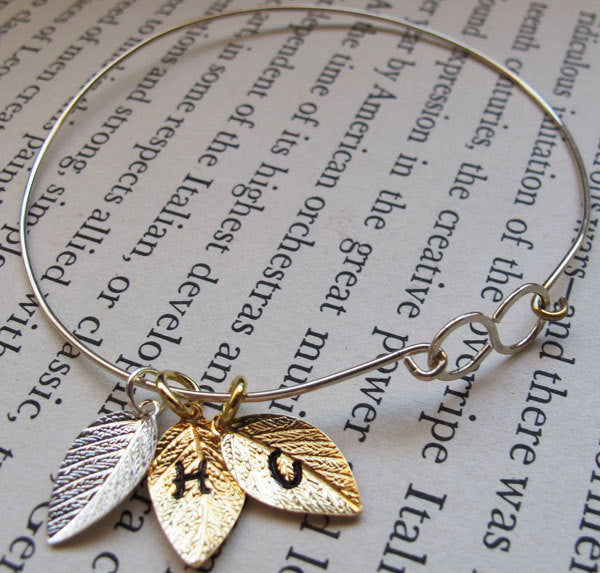 Three Leaf Charms Sterling Silver Bracelet
