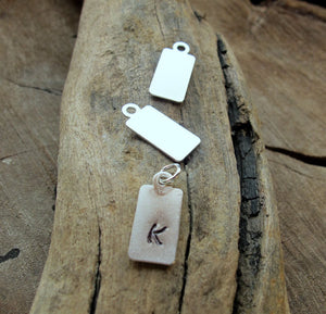 Silver Initial Tag - Rectangle Pendant Tag