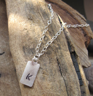 Silver Initial Tag - Rectangle Pendant Tag
