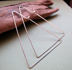 Triangle Hoop Earrings, Sterling Silver Earrings. Geometric Hoops, Modern Jewelry Design, Modern Earrings - Triangle Earrings