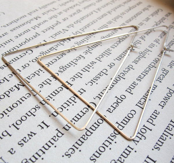 Triangle Hoop Earrings, Sterling Silver Earrings. Geometric Hoops, Modern Jewelry Design, Modern Earrings - Triangle Earrings