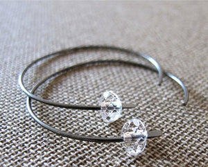 Quartz Crystals Sterling Silver Hoop Earrings