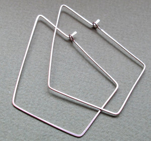 Sterling Silver Diamond Shaped Geometric Hoops