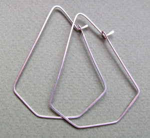 Geometric Sterling Silver Diamond Shape Earrings - Diamond Hoops