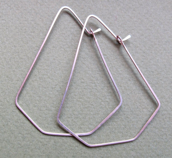 Geometric Sterling Silver Diamond Shape Earrings - Diamond Hoops