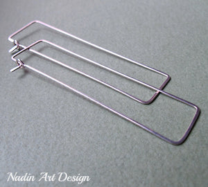 Rectangular silver earrings