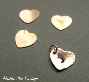 Hammered heart initial charm