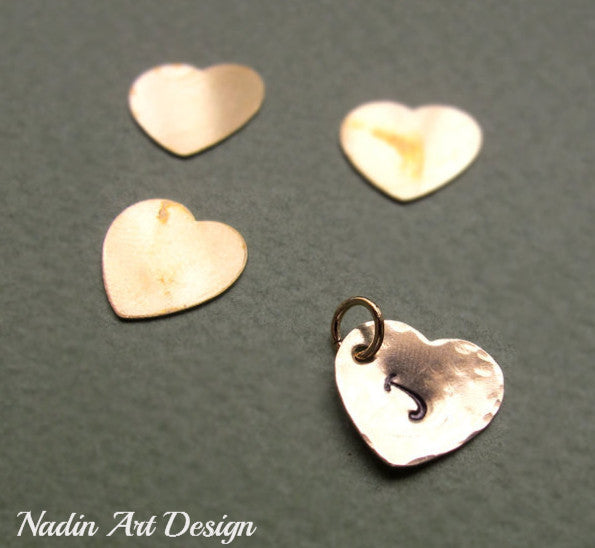 Hammered heart initial charm