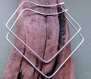 Geometric Earrings - Diamond Sterling Silver Hoops