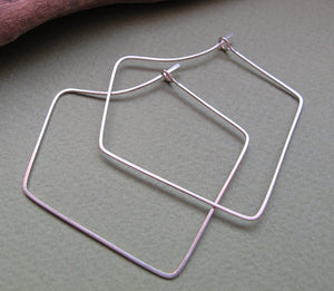 Geometric Earrings - Diamond Sterling Silver Hoops