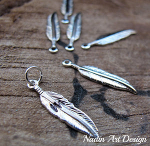Letter engraved feather charm