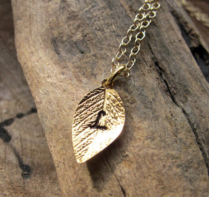 Gold Leaf Charm Necklace - Gift for Her