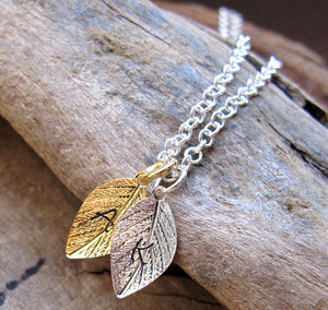 Gold Leaf Charm Necklace - Gift for Her