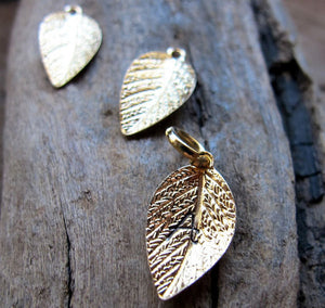 Gold Leaf Charm Necklace - Gift for Her