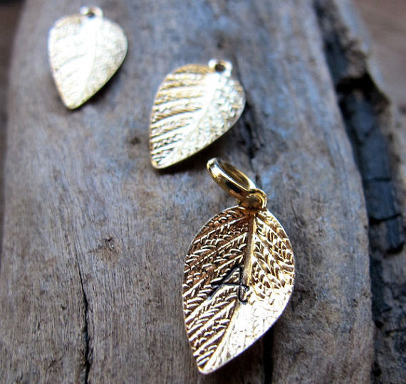 Gold Leaf Charm Necklace - Gift for Her