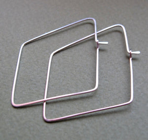 Rhombus Sterling Silver Hoop Earrings