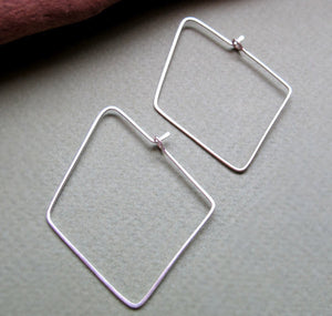 Rhombus Sterling Silver Hoop Earrings