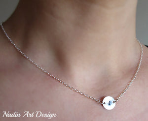 Initial charm silver necklace