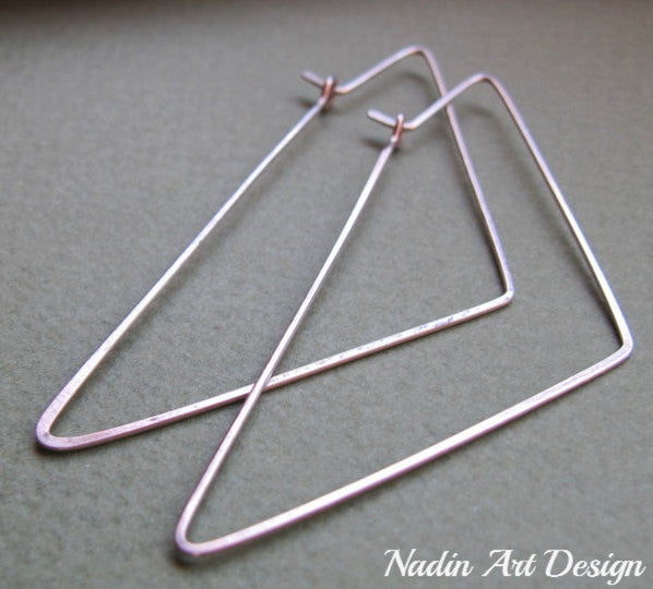 Triangle Hoop Earrings in Sterling Silver