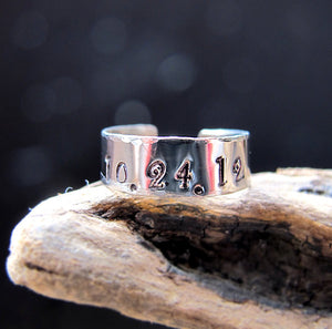 Monogram Adjustable Band Ring - Copper Hammered Engraved Ring - Nadin Art  Design - Personalized Jewelry