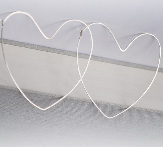 Heart Sterling Silver Hoop Earrings