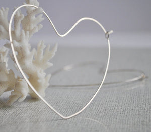 Heart Sterling Silver Hoop Earrings