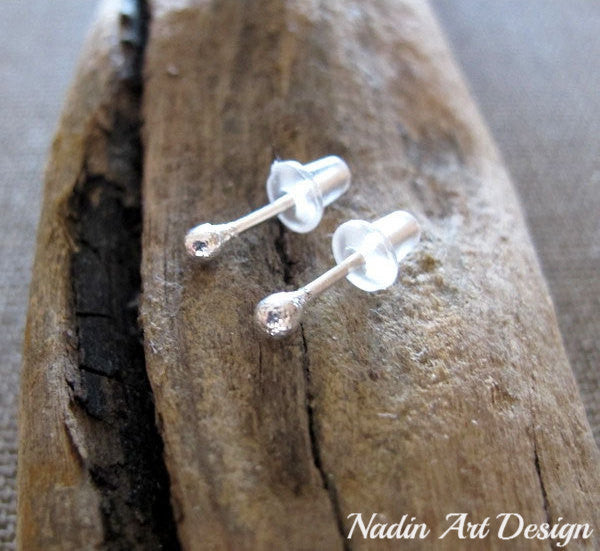 small studs for men, minimalist silver stud earrings in Sterling silver