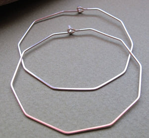 Geometric Sterling Silver Hoops - Polygon Hoop Earrings