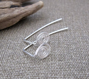 Sterling Silver Long Spiral Earrings
