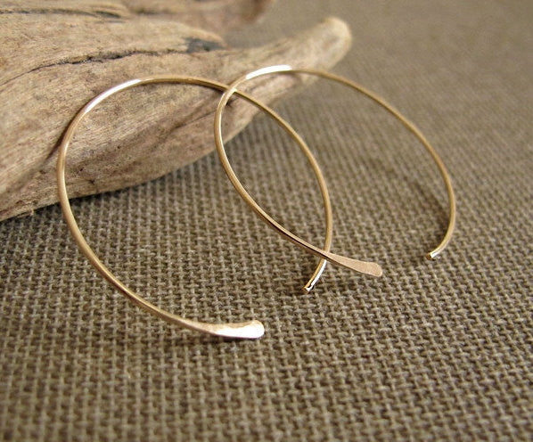 gold filled hoops 2 inch - handmade hoop earrings in gold