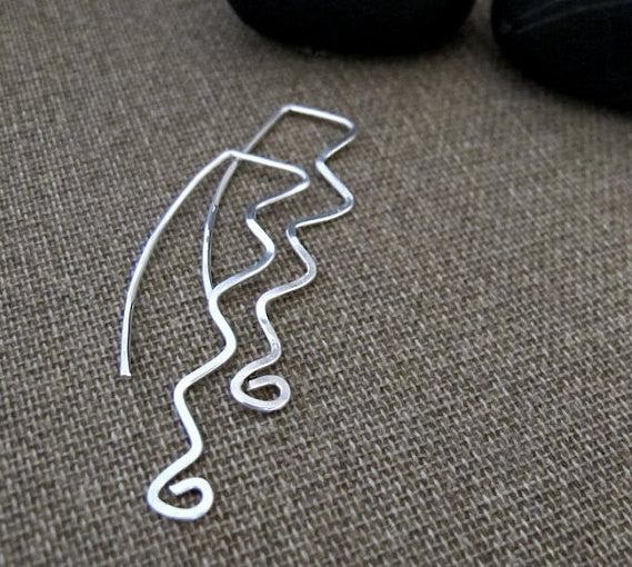 Long Wave Sterling Silver Earrings