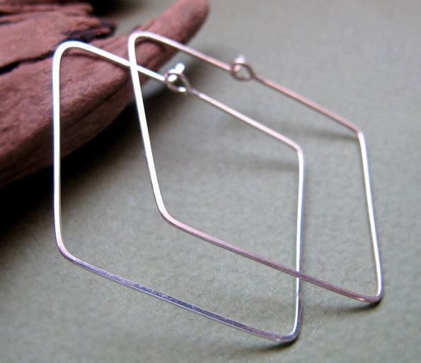Geometric silver hoop earrings