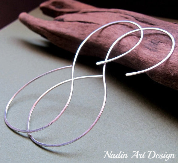 infinity hoop earrings - unique hoops - modern earrings in Sterling Silver