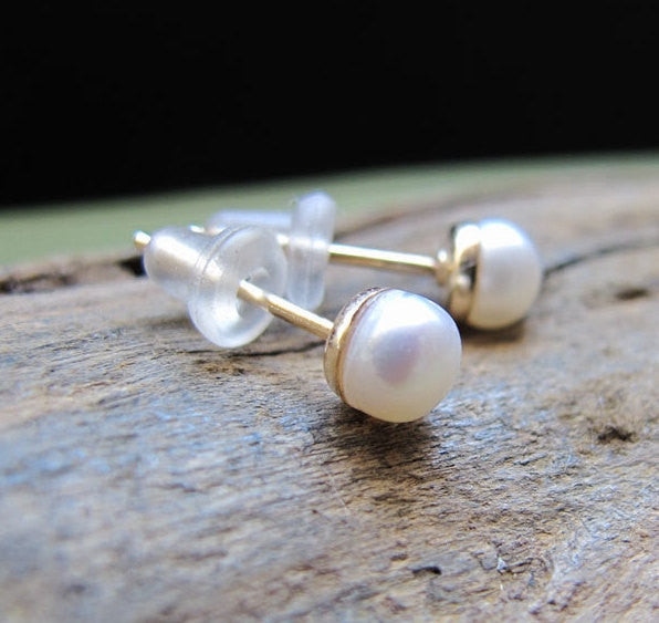 Small white pearl earrings