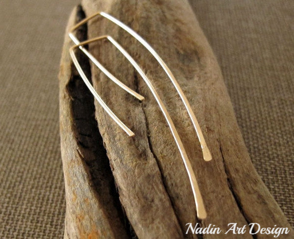 Long hook gold earrings