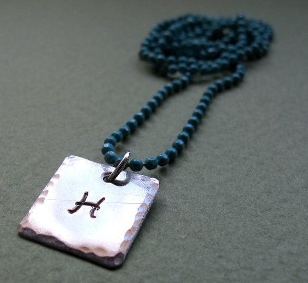 Custom engraved initial square tag