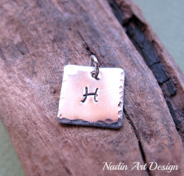 Custom engraved initial square tag