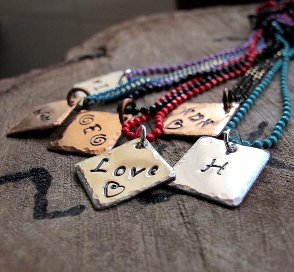 Custom Initial Square Pendant