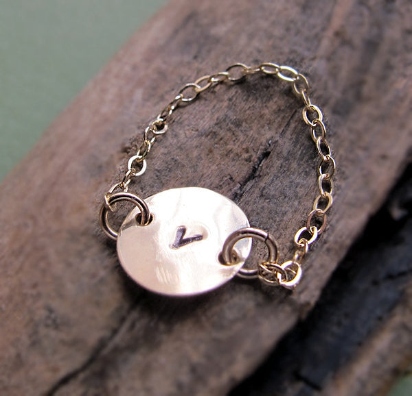 Gold Chain Initial Ring