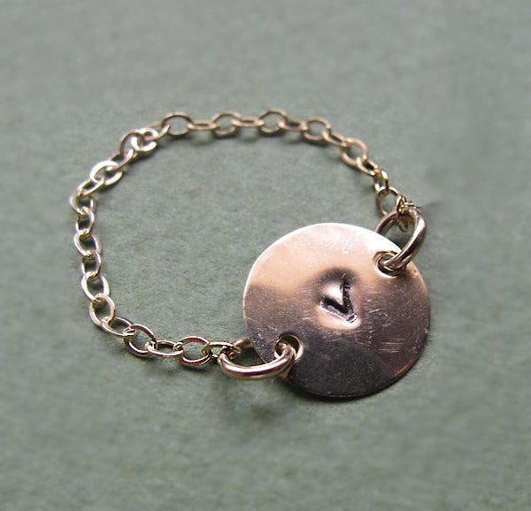 Gold Chain Initial Ring