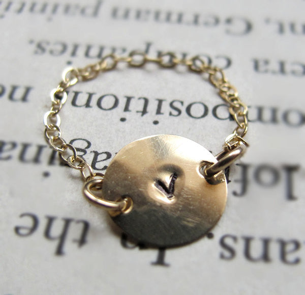 Gold Chain Initial Ring